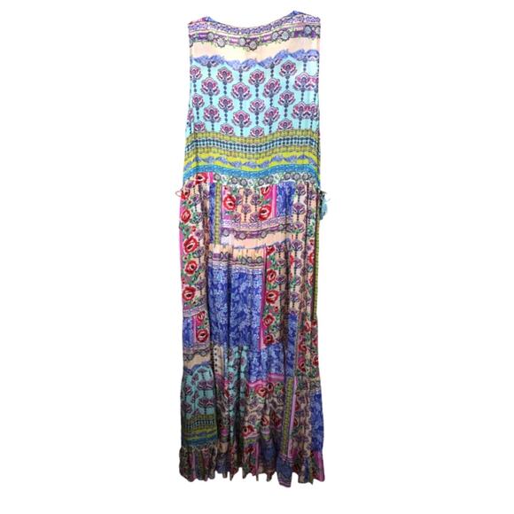 Johnny Was Franco Zeline Maxi Dress Sleeveless Multi Mixed Print Tiered S SEE - Picture 2 of 9
